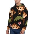 thumbnail image 3 of Balery Monkeys Swinging from Palms Pattern Mens Hoodie Kangaroo Pocket Hoodie Pullover Hooded Sweatshirt Ideal for Daily Wear Travel and Home-X-Large, 3 of 7