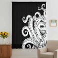 thumbnail image 2 of Black White Octopus Sheer Curtains 54 Inches Long, Coastal Ocean Animals Nautical Light Filering Curtains, Breathable Simi Curtain Privacy Drapes for Kitchen Bathroom Small Window Treatment, 2 of 9