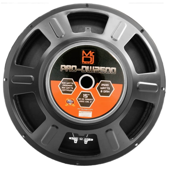 MR DJ PRODW2500 Subwoofer 2500 Watt Black 15" PRO PA DJ Home Audio Raw Speaker 8 ohm Woofer