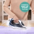thumbnail image 5 of Sunbeam 1700W Steam Iron, Retractable Cord, Shot of Steam, Steel Soleplate, Blue-White, 5 of 12