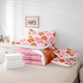 thumbnail image 6 of Homewish Bohemian Swirl Damask 7pcs Queen Bedding,Geometric Artwork Bedding Comforter Set Queen,Pink Orange,Reversible, 6 of 8