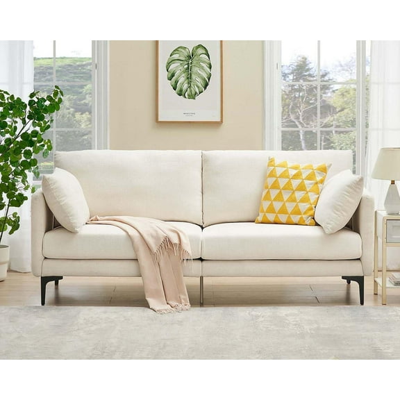 3 Seater 78 Inch Chenille Sofa Modern Sofa with 2 Pillows, Comfy Couch for Living Room Apartment Bed Room, Beige