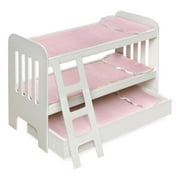 Badger Basket Trundle Doll Bunk Bed W Ith Ladder And Free Personalization Kit - W Hite/Pink - Fits American Girl, My Life As & Most 18 inch Dolls
