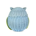 thumbnail image 6 of Blue Owl Rattan Storage Basket with Lid Decorative Home Decor Hand Woven Shelf Organizer Cute Handmade Handcrafted Gift Art Decoration Artwork Wicker Size: Small, 7" tall x 6.5" wide x 5.5" deep, 6 of 6