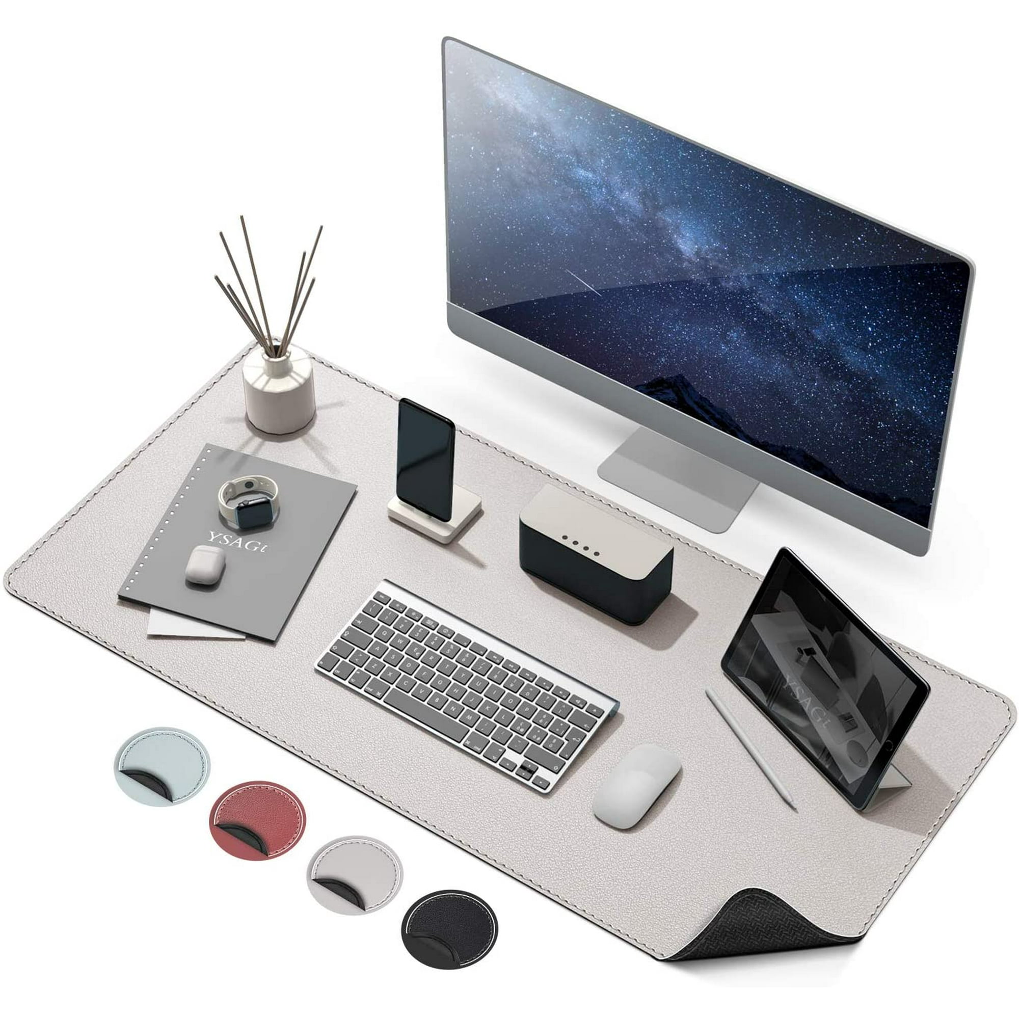 IBAOLEA Soft Leather Desk Pad Rubber Base Large Mouse Pad PU Desk Protector Waterproof Desk Mat Blotter Non Slip Desk Writing Pad for Office and Home
