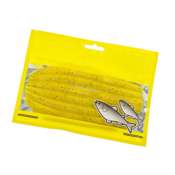 Kit de 6 señuelos blandos con forma de fideos, señuelos Stickbaits, señuelos de natación biónicos con forma de fideos amarillo