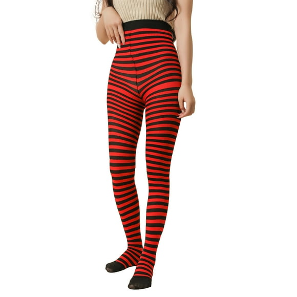 Women's Halloween Costume Shaping Sheer Tights With Contrasting Striped Pattern