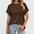 thumbnail image 2 of Summer Plus Size Shirts for Womens Fashion Solid Color Casual Bate Sleeve Round Neck Short Sleeved T-Shirts, 2 of 9