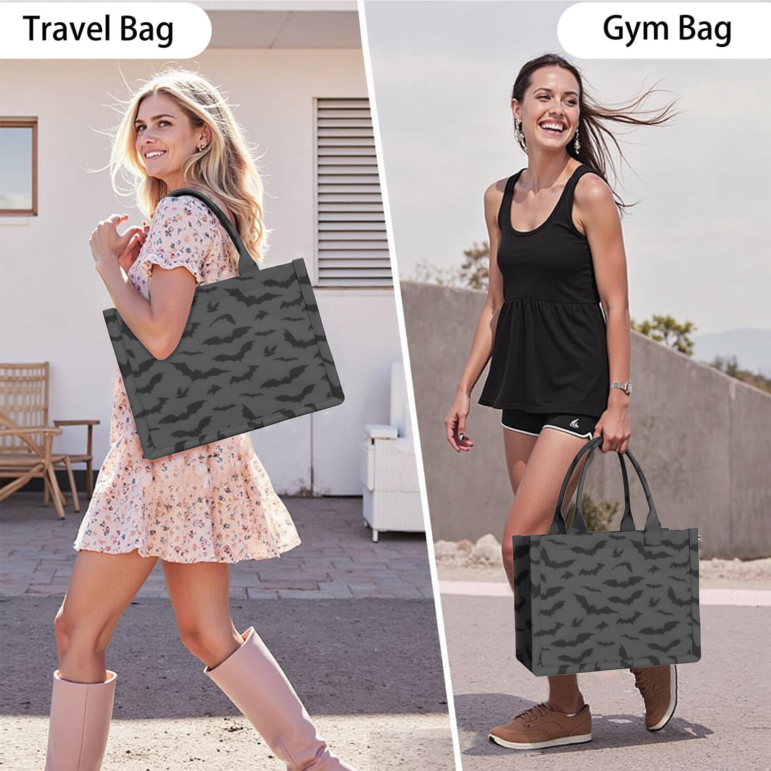 Large Capacity Tote Bag,Halloween Bats on Dark Pattern Handbag Fashion Luxury Tote Bag,15.7"x13"x 5.1" Inches,Laptop Compatible