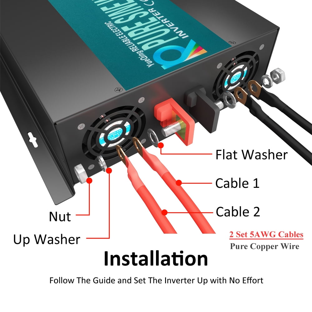 4000W Pure Sine Wave Inverter 12V to 120V Car Power Converter Truck RV Battery Generator Solar Home