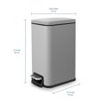 thumbnail image 3 of Moorefield Forte Slim Rectangular Step Trash Can, 1.6 Gallon Compact Bathroom Waste Bin with Soft Close Lid and Removable Inner Bucket, Matte Gray, 3 of 11