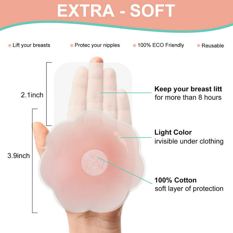 Purvigor Strapless Silicone Nipple Cover for Instant Breast Lift Reusable  Petals Pasties with 20 Clothing Tape 