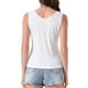 thumbnail image 3 of Camiseta sin mangas de modal con encaje para mujer INSPIRE CHIC, con ribete fruncido, cuello en V, sin mangas, tipo top corto, color blanco, 3 of 6