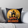 thumbnail image 5 of Ryan; Cute Haunted House with Bats & Pumpkins Throw Pillow Cover 45x45cm – Halloween Theme Cushion for Festive Fun, 5 of 7