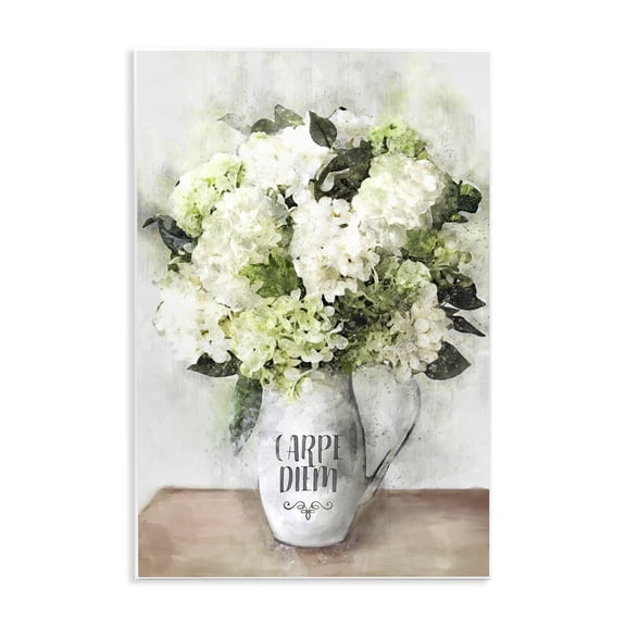 Stupell Industries French Country Carpe Diem White Hydrangeas Wall Plaque Art, 10 x 15, by Ziwei Li