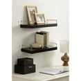 thumbnail image 2 of Kate and Laurel Havina Modern Natural Floating Shelves with Rail, Set of 2, 24 x 8, Black and Gold, Functional Nursery Book Shelves or Bathroom Shelf Decor for Over Toilet Storage and Display, 2 of 8