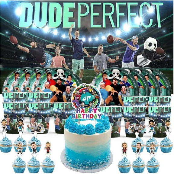 Dude Perfect Birthday Cups Party Supplies Decor Backdrop Paper Plates Fans Decorations Banner