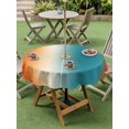 thumbnail image 4 of Outdoor Tablecloth with Umbrella Hole for Patio/Picnic/Party/Camping, Burnt Orange Blue Ombre Waterproof Table Cloth Round Cover Washable, Modern Art Aesthetics Abstract (Dia 54"), 4 of 8