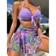 thumbnail image 1 of Falda de playa estampada Bikini sexy Traje de baño dividido Conjunto de tres piezas Talla M, 1 of 2