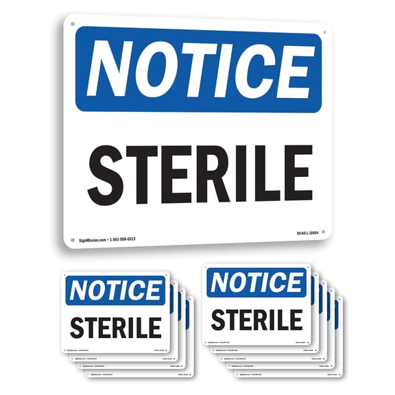 Sterile OSHA Notice Aluminum Sign 10 Inch x 7 Inch - 10 Pack