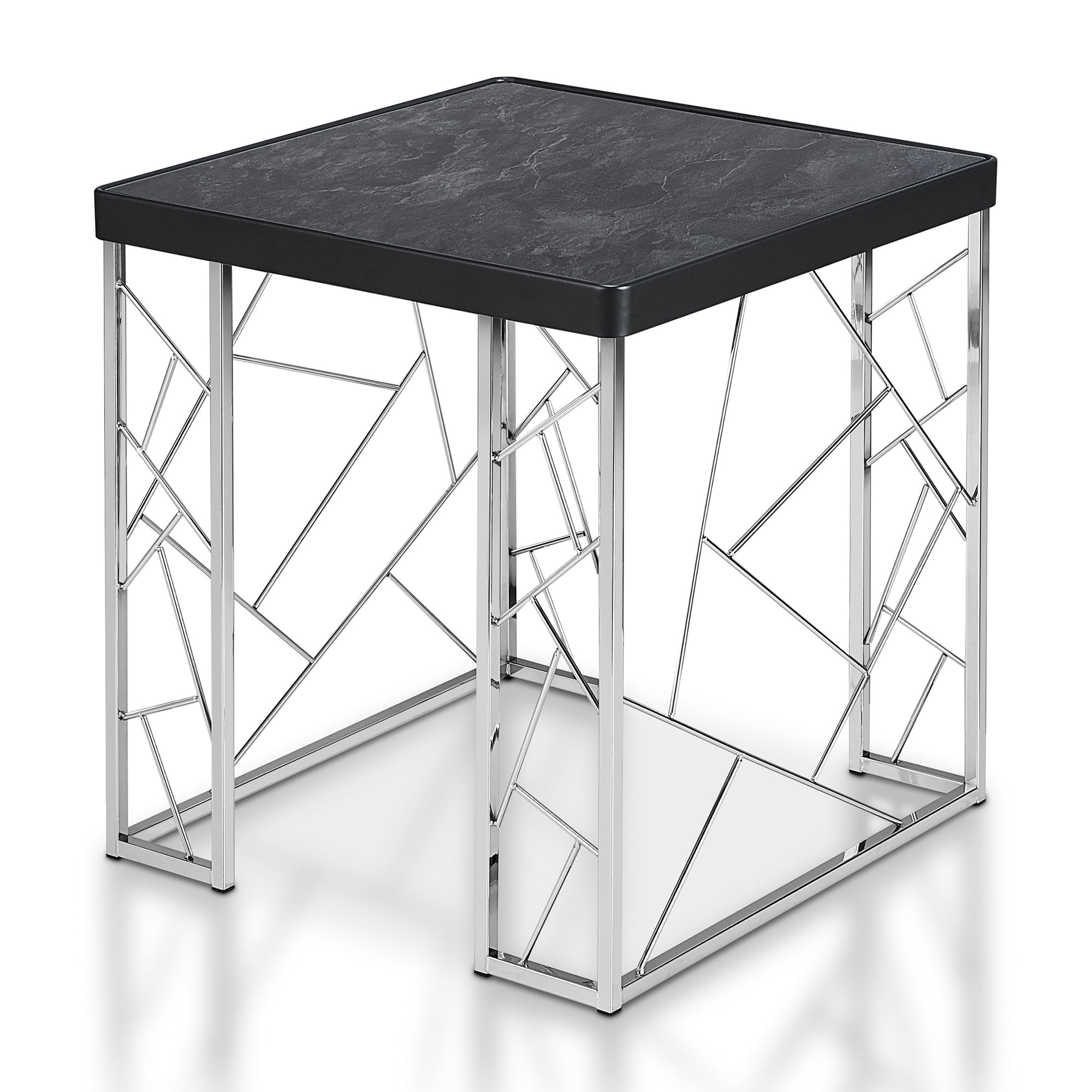 Furniture of America Candela Metal Square End Table, Black