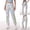 Silver#1, variant on LEBONYARD Womens Pants with Pockets,Women's Fashion Elegant High Waist Wide Leg Pants Trousers Flare Trousers Zipper Pants White XS