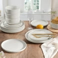 thumbnail image 3 of Stoneware Dinnerware Sets, 12-Piece Plates and Bowls Set for 4, Dishes Set for Home Restaurant, Speckled Milky White, 3 of 5