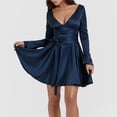 thumbnail image 2 of Vestido con cuello en V y cinturón minivestido elegante con vuelo para mujer traje de vacaciones de estilo sexy, 2 of 9