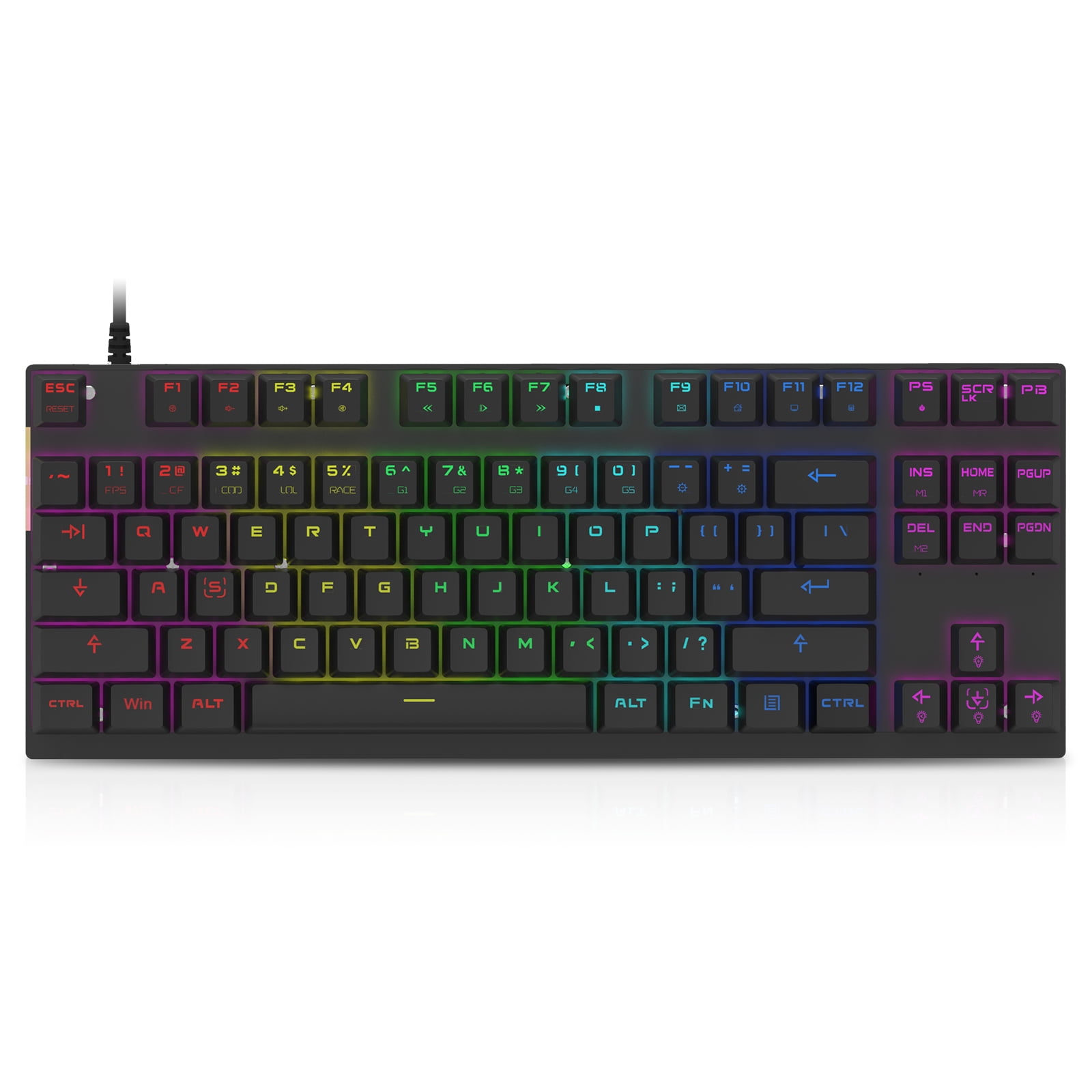 Motospeed Professional Gaming Mechanical Keyboard RGB Led Backlit Wired with Anti-Dust Proof Switches for Gaming Keyboard for Mac & PC (Black, 87 Key Red Switches)