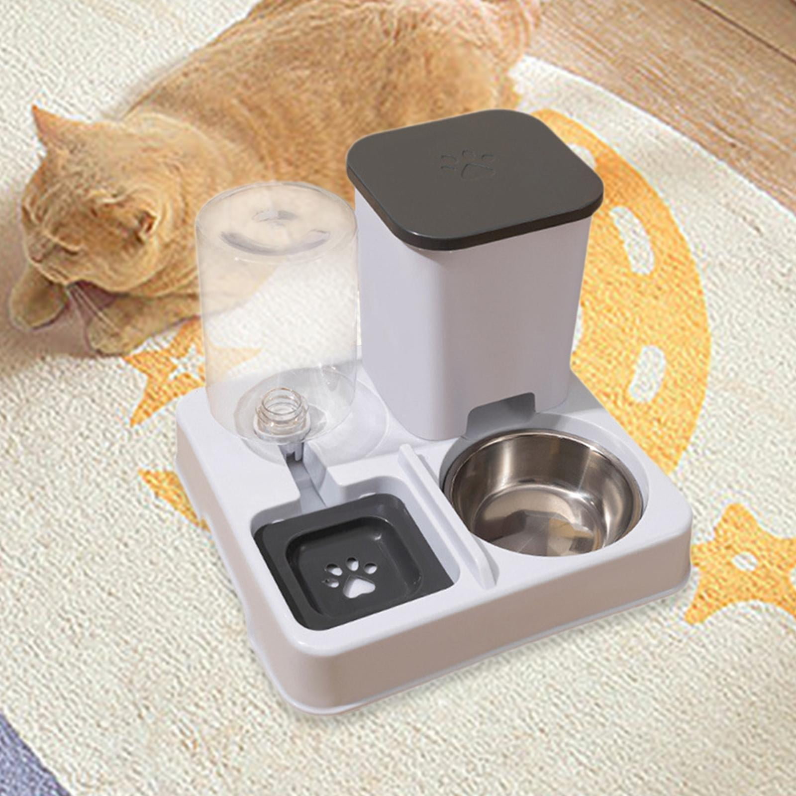 Bothyi Automatic Cat Feeder Food and Water Supply Detachable for s Dogs Travel gray white