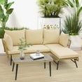 thumbnail image 2 of Costway 3 PCS L-Shaped Patio Sofa Set Conversation Furniture with Cushions Deck Garden Beige, 2 of 10