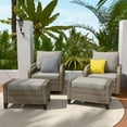 thumbnail image 3 of COOS BAY 4 Pieces Brown Wicker Outdoor Rattan Patio Bistro Furniture Set 360° Swivel Rocking Chairs and Ottomans with Gray Cushions, 3 of 10