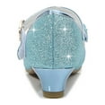 thumbnail image 6 of Low Heel Glitter Princess Shoes for Girls, Non-slip Mary Jane Dress Shoes with Bow and Charm Detail Blue 27, 6 of 9