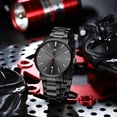 thumbnail image 5 of Reloj para hombre Moda Minimalista Cronógrafo Cuarzo Analógico Malla Acero inoxidable Relojes luminosos impermeables para hombres con Auto Dateall negro 701, 5 of 5