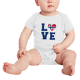 thumbnail image 2 of Love Norway Flag Heart Cute Baby Rompers Newborn Clothes Outfits (White, 12-18 Months), 2 of 5