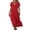 Red, variant on Womens Long Dresses Smocking Short Sleeve V Neck Dress Ladies Flowly Maxi Dress Solid Loose Dress