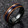 thumbnail image 3 of 8mm Handmade Lapis Lazuli Inlay Tungsten Carbide Ring for Men Women Size 7-12, 3 of 5