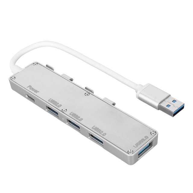 USB Expander, USB Docking Station Silver 5V 2A Plug And Play 5 Gbps USB3.0 Aluminum Alloy For Mouse For Keyboard