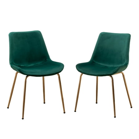 Dining Chairs Aufurr Modern Velvet Dining Chair Set of 2 Green Fabric Dining Chairs