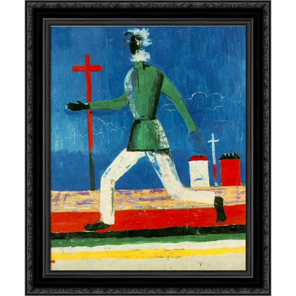 The Running Man 20x24 Black Ornate Wood Framed Canvas Art by Malevich, Kazimir