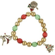 Lux Accessories Christmas Goldtone Holiday Xmas Tree Snowman Reindeer Bracelet