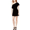 thumbnail image 1 of Vestido de un hombro Kensie con volantes para mujer negro pequeño, 1 of 2