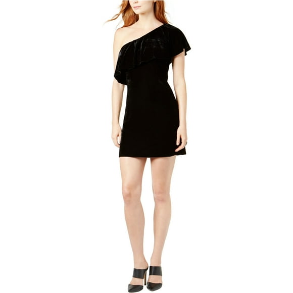 Vestido de un hombro Kensie con volantes para mujer negro pequeño