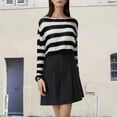 thumbnail image 2 of Arlun Women's Round Neck Crochet Pullover Sweaters Color Block Gothic Punk Ripped Knitted Tops Trendy Long Sleeve Striped Cropper Sweater 2025 Fall Winter Clothes White One Size, 2 of 4