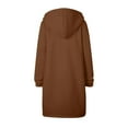 thumbnail image 5 of Long Hoodies for Women Zip Up Double Zipper Fleece Tunic Sweatshirts 2025 Fall Winter Oversized Jacket With Pockets Long Sleeve Casual Travel Outerwear​ Brown XL, 5 of 7