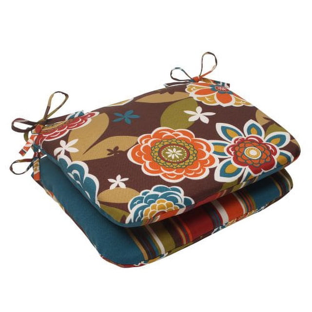 Pillow Perfect Coussins d'Assise d'Angle Ronds Outdoor/Indoor Annie Chocolat/westport, Réversible, 2 Pièces