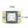thumbnail image 2 of Luxe Jewelry Designs Men's Gold IP Stainless Steel Ring with Blue and Clear Crystals - Size 11, 2 of 4