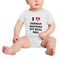 thumbnail image 2 of I Heart German Shepherd Pit Bull Dog Funny Baby Bodysuit, 2 of 5