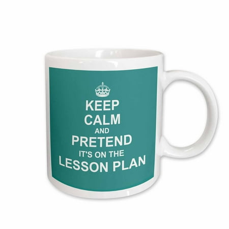 

3dRose Turquoise Keep Calm and Pretend its on the Lesson Plan teacher humor Ceramic Mug 15-ounce