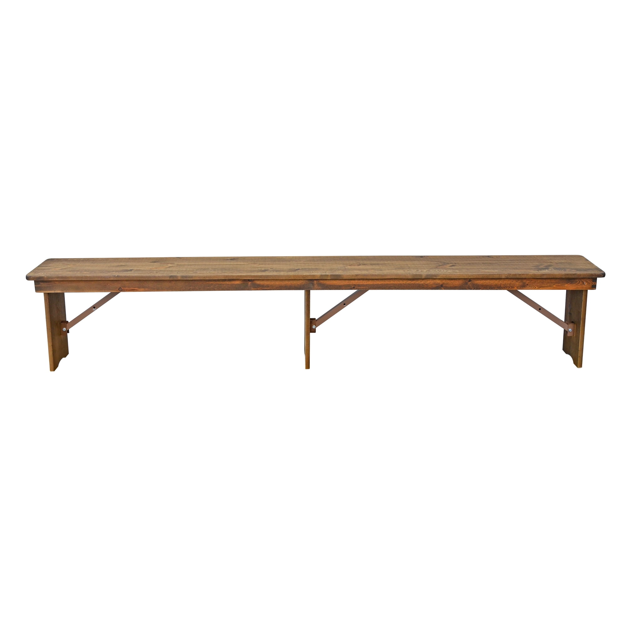 96 inch x 12 inch Farmhouse Pine Wood Rectangle Folding Bench